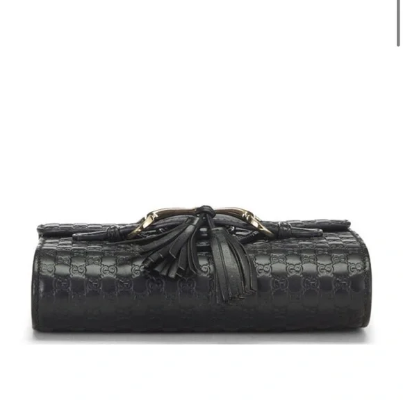 Authentic black Gucci microguccissima leather Emily chain crossbody bag - Picture 6 of 11